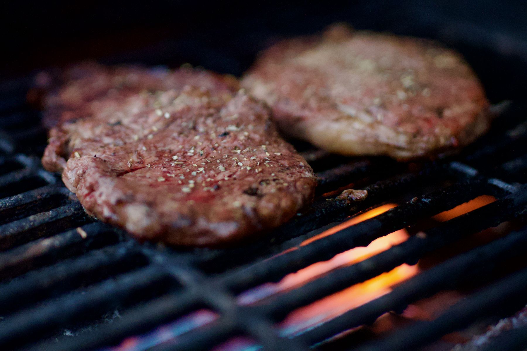 Patties grilling on the barbecue