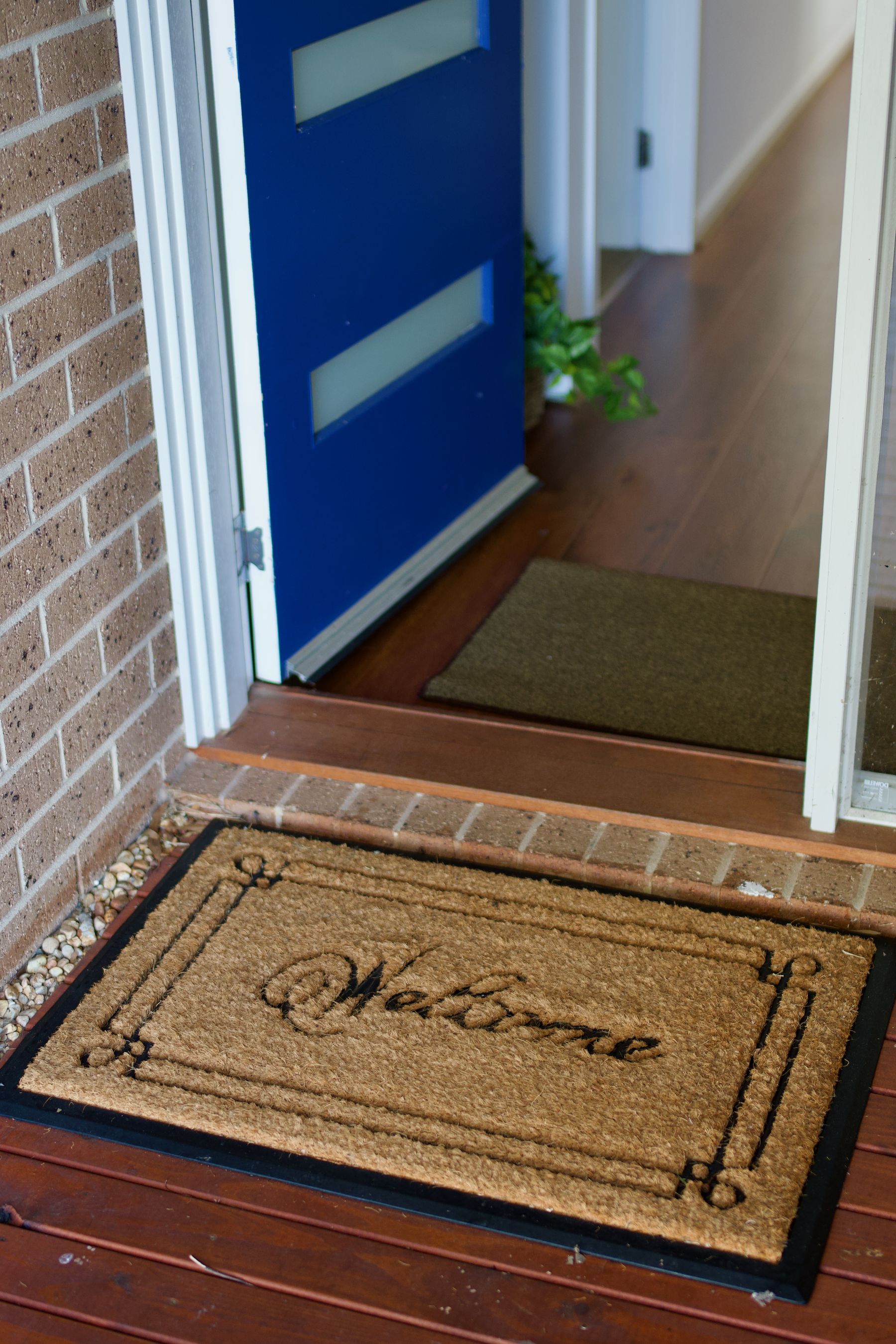 Front entrance with the welcome mat
